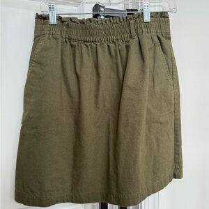 Women’s Small J. Crew Olive Green Paperbag Skirt w Pockets and Elastic Waist